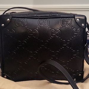 BRAND NEW Gucci calfskin GG embossed perforated square bag